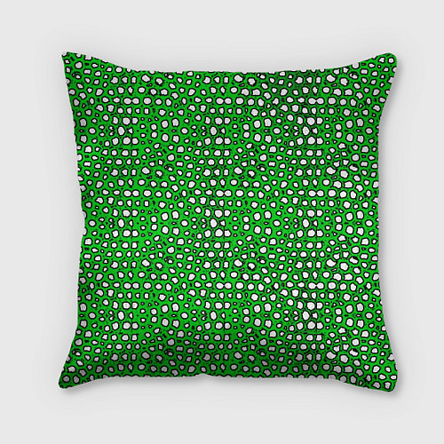 Подушка квадратная Белые пузырьки на зелёном фоне / 3D-принт – фото 2