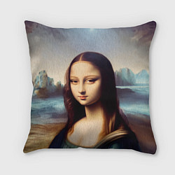 Подушка квадратная Нейросеть - азиатская Мона Лиза, цвет: 3D-принт