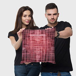 Подушка квадратная Красные неоновые полосы киберпанк, цвет: 3D-принт — фото 2