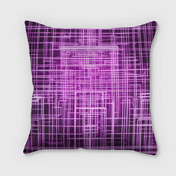 Подушка квадратная Фиолетовые неоновые полосы киберпанк, цвет: 3D-принт