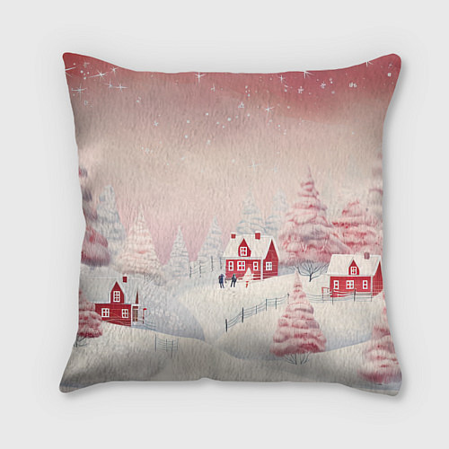 Подушка квадратная Снежное сияние ночи / 3D-принт – фото 2