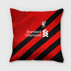 Подушка квадратная Ливерпуль - красные полосы, цвет: 3D-принт