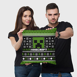 Подушка квадратная Minecraft christmas sweater, цвет: 3D-принт — фото 2