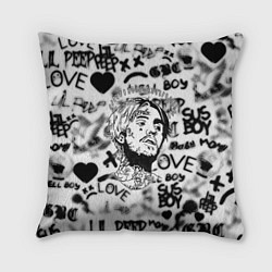 Подушка квадратная Lil peep автограф, цвет: 3D-принт