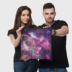 Подушка квадратная Пурпурные космические туманности со звездами, цвет: 3D-принт — фото 2