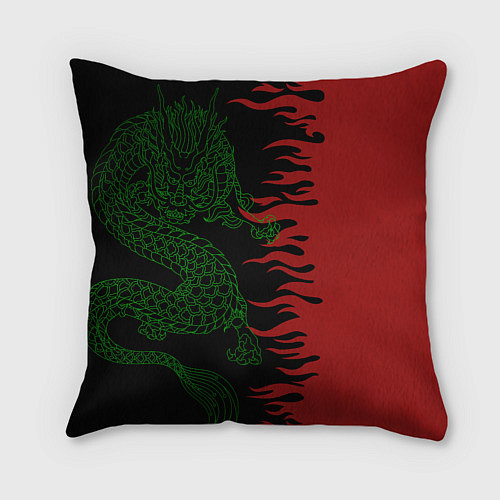 Подушка квадратная Зеленый дракон - 2024 / 3D-принт – фото 2