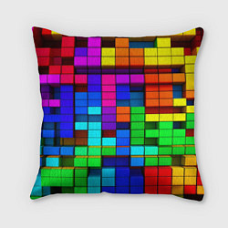 Подушка квадратная Радужный кубизм, цвет: 3D-принт