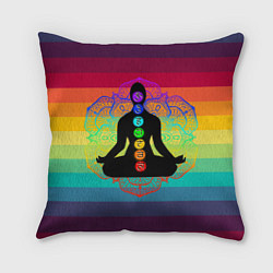 Подушка квадратная Символ кундалини йоги - чакры исцеления, цвет: 3D-принт