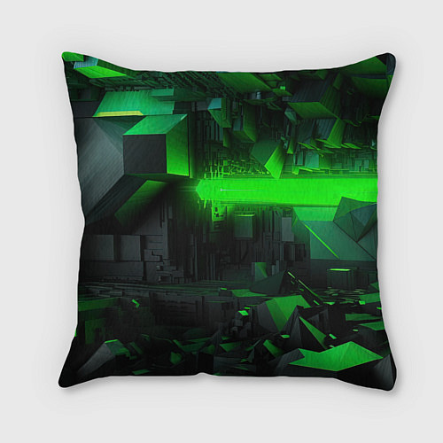 Подушка квадратная Симметрия зеленых теней / 3D-принт – фото 2