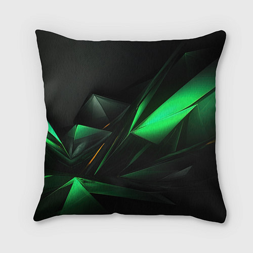 Подушка квадратная Зеленая геометрическая абстракция / 3D-принт – фото 2