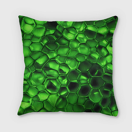 Подушка квадратная Зелёное стекло галькообразное / 3D-принт – фото 2