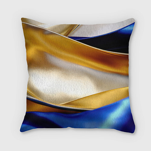 Подушка квадратная Белая желтая синяя абстракция / 3D-принт – фото 2