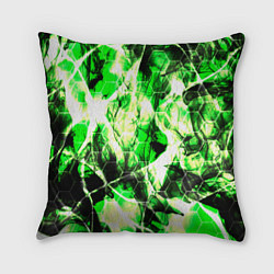 Подушка квадратная Зелёные узоры джунгли, цвет: 3D-принт
