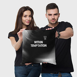 Подушка квадратная Within Temptation glitch на темном фоне посередине, цвет: 3D-принт — фото 2