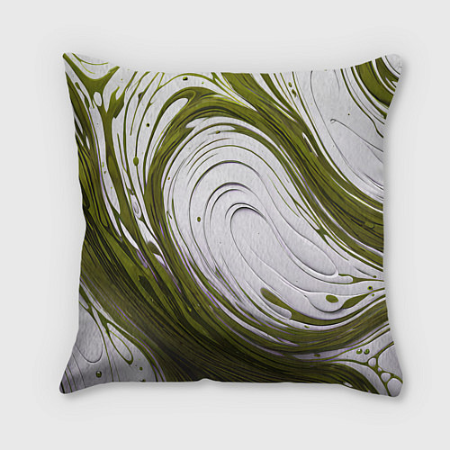 Подушка квадратная Бело-зеленая краска / 3D-принт – фото 2
