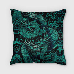 Подушка квадратная Дракон бирюзового цвета, цвет: 3D-принт