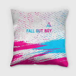 Подушка квадратная Fall Out Boy neon gradient style посередине, цвет: 3D-принт