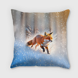Подушка квадратная Лиса на зимней охоте, цвет: 3D-принт