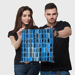 Подушка квадратная Синие прямоугольники, цвет: 3D-принт — фото 2