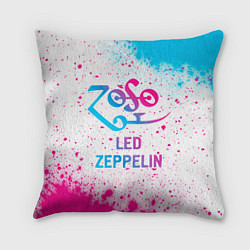 Подушка квадратная Led Zeppelin neon gradient style, цвет: 3D-принт