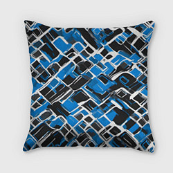 Подушка квадратная Синие фигуры и белые линии, цвет: 3D-принт