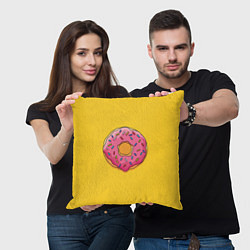 Подушка квадратная Пончик Гомера, цвет: 3D-принт — фото 2