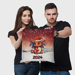 Подушка квадратная Символ нового 2024 года маленький дракон, цвет: 3D-принт — фото 2