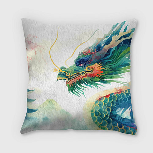 Подушка квадратная Japanese dragon - watercolor art / 3D-принт – фото 2