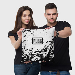 Подушка квадратная PUBG black color splash game, цвет: 3D-принт — фото 2
