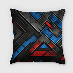 Подушка квадратная Темная абстракция из геометрических фигур, цвет: 3D-принт