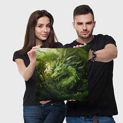 Подушка квадратная Зеленый травяной дракон, цвет: 3D-принт — фото 2