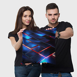 Подушка квадратная Синие абстрактные плиты, цвет: 3D-принт — фото 2