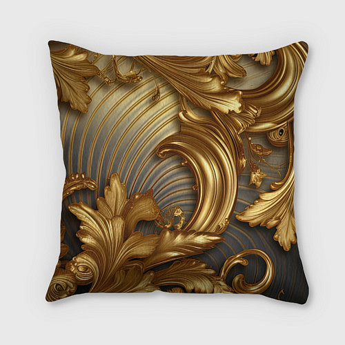 Подушка квадратная Золотая текстура и абстракции / 3D-принт – фото 2