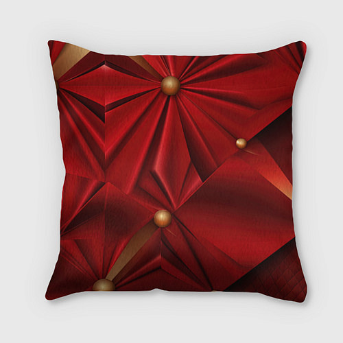 Подушка квадратная Красный материал со складками / 3D-принт – фото 2
