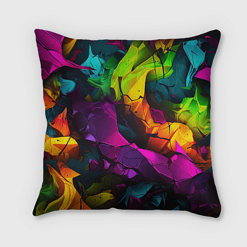 Подушка квадратная Яркие разноцветные краски / 3D-принт – фото 2