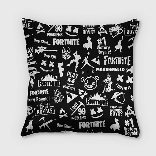 Подушка квадратная Fortnite alllogo black / 3D-принт – фото 2