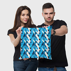 Подушка квадратная Синие и белые фигуры, цвет: 3D-принт — фото 2