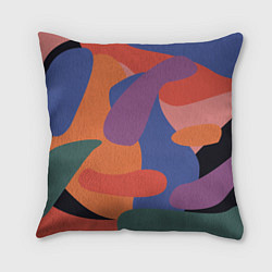 Подушка квадратная Цветные кляксы, цвет: 3D-принт