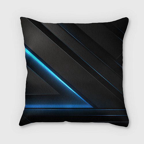 Подушка квадратная Blue black neon / 3D-принт – фото 2