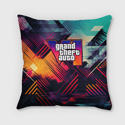 Подушка квадратная GTA 6 abstract logo, цвет: 3D-принт