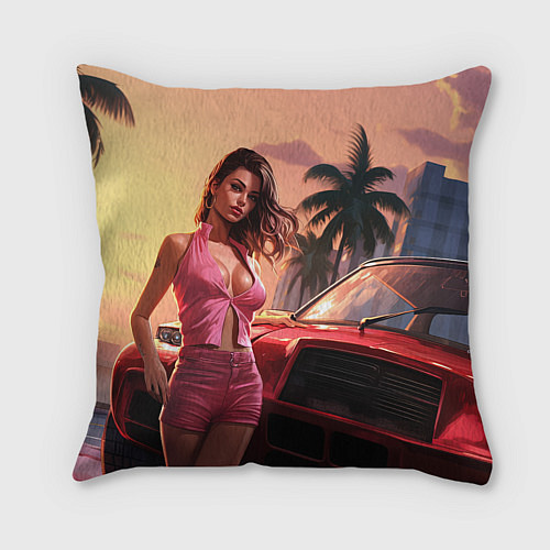 Подушка квадратная GTA 6 girl vice city / 3D-принт – фото 2