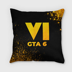 Подушка квадратная GTA 6 - gold gradient, цвет: 3D-принт