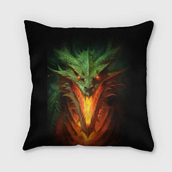 Подушка квадратная Зеленый огнедышащий дракон, цвет: 3D-принт