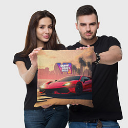 Подушка квадратная GTA 6 спортивное авто, цвет: 3D-принт — фото 2