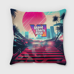 Подушка квадратная GTA 6 retro abstract, цвет: 3D-принт