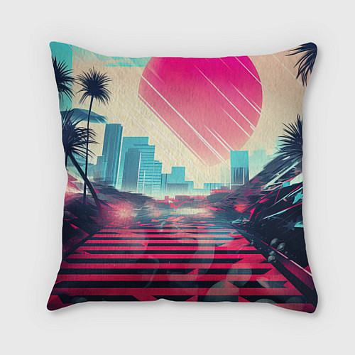 Подушка квадратная GTA 6 retro abstract / 3D-принт – фото 2