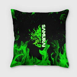Подушка квадратная Samurai green fire toxic, цвет: 3D-принт