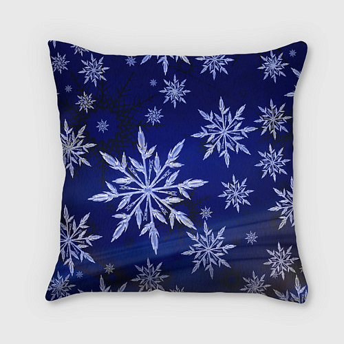 Подушка квадратная Зима и снежинки / 3D-принт – фото 2