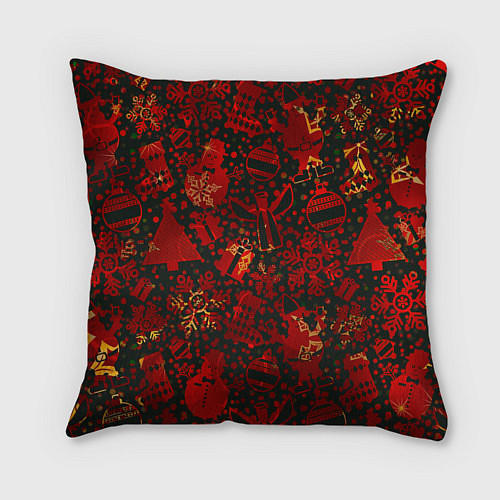 Подушка квадратная Ёлочные игрушки и ёлки / 3D-принт – фото 2