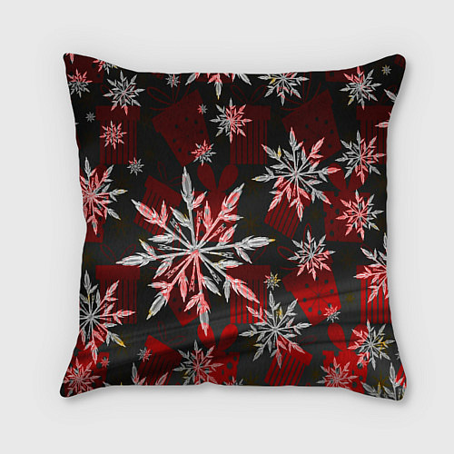 Подушка квадратная Рождественские снежинки / 3D-принт – фото 2